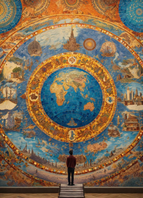 Un homme regarde un atlas